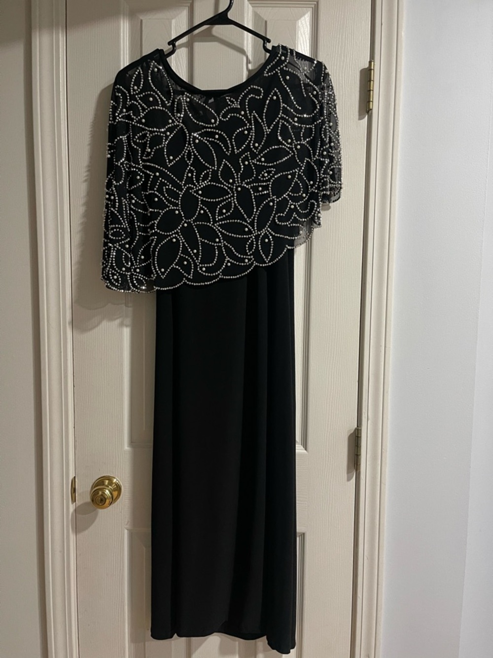 MSK Black Maxi Dress with Beaded Overlay